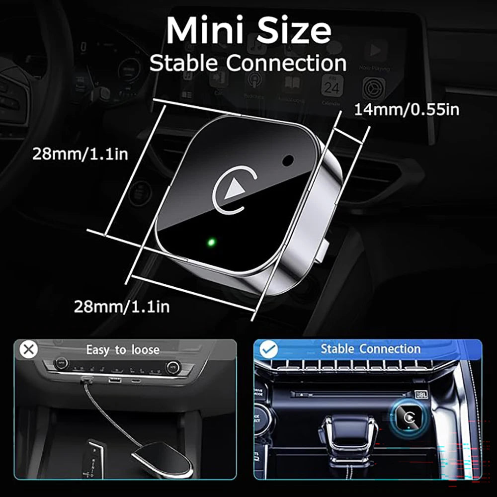2026 New Wireless CarPlay Adapter for Apple iPhone ＆Android Auto 2 in 1, Mini USB CarPlay Dongle Wirn with Fast Stable Connectio