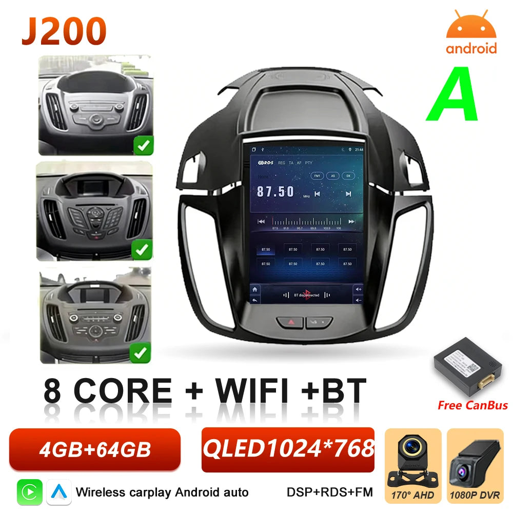 Car Stereo with Apple CarPlay & Android Auto, Compatible with Ford C-MAX, Kuga 2 & Escape 3