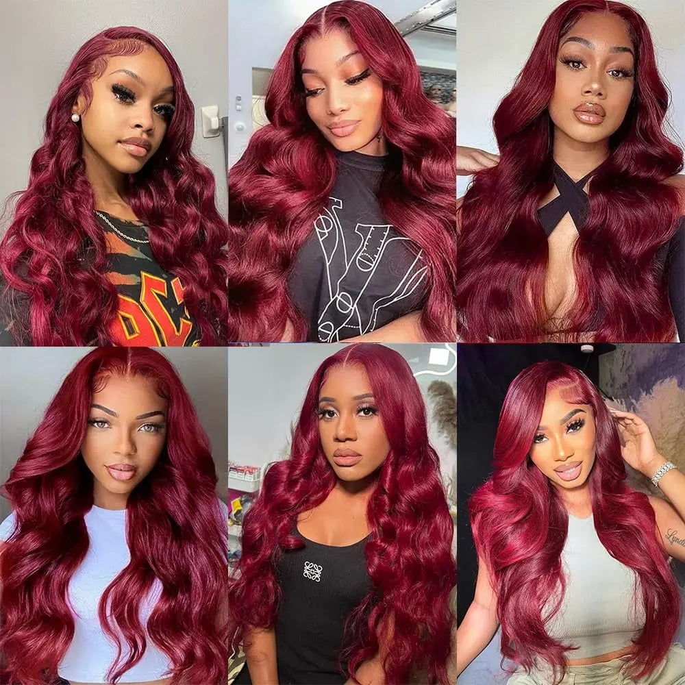 30 Inch Burgundy 99J Body Wave Bundles Colored Wine Human Hair Bundles With Closure Brazilian Remy Virgin Hair Weave Extensions