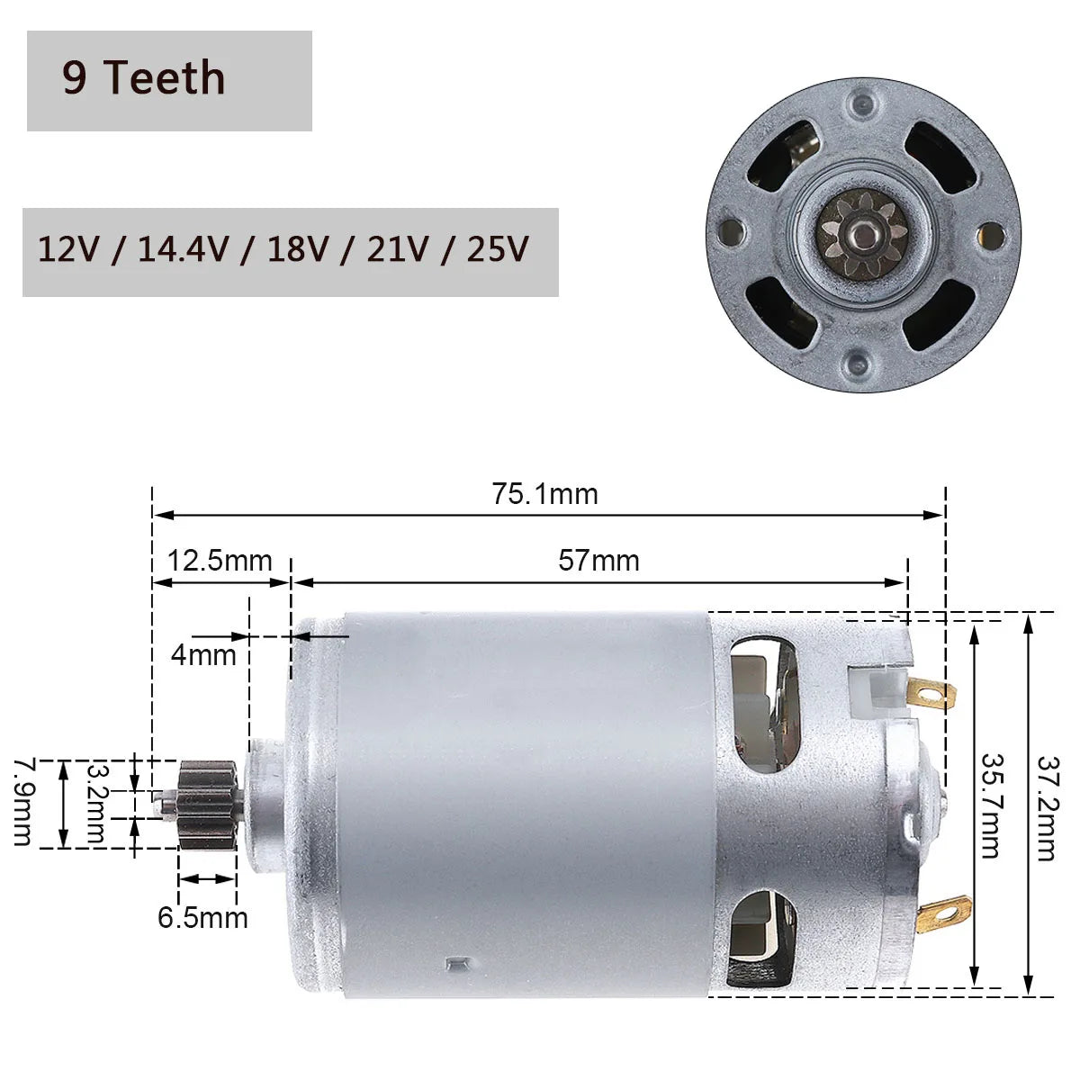 RS550 DC Motor 12V 14.4V 16.8V 18V 25V Micro Engine Electric Motors with 9/11/12/13/14/15 Teeth High Torque Gear Box for Drill