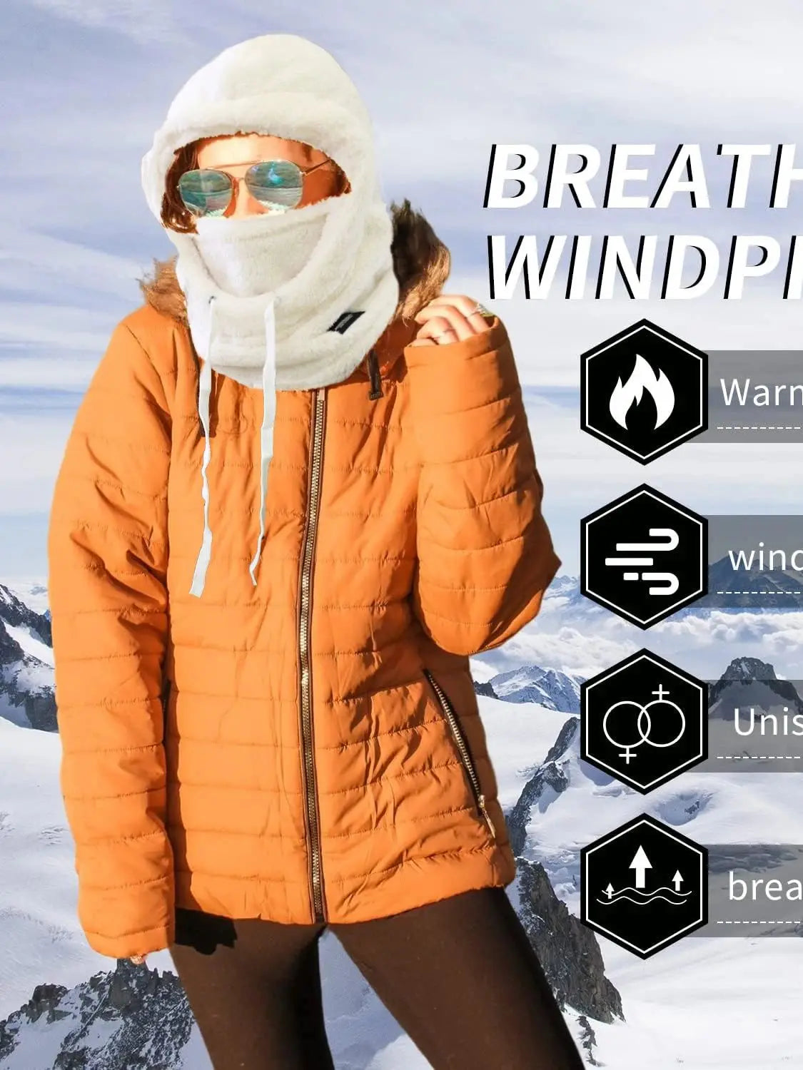 Fleece Balaclava Ski Hood, Windproof Face Cover