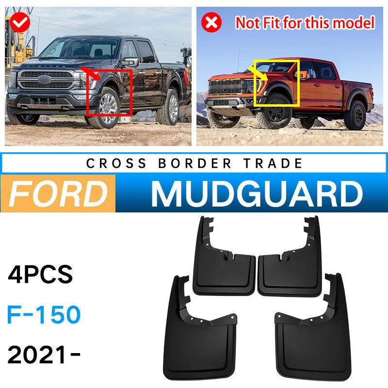 Mud Flaps Splash Guards for Ford F-150 / Lightning 2021–2024 (Front & Rear)