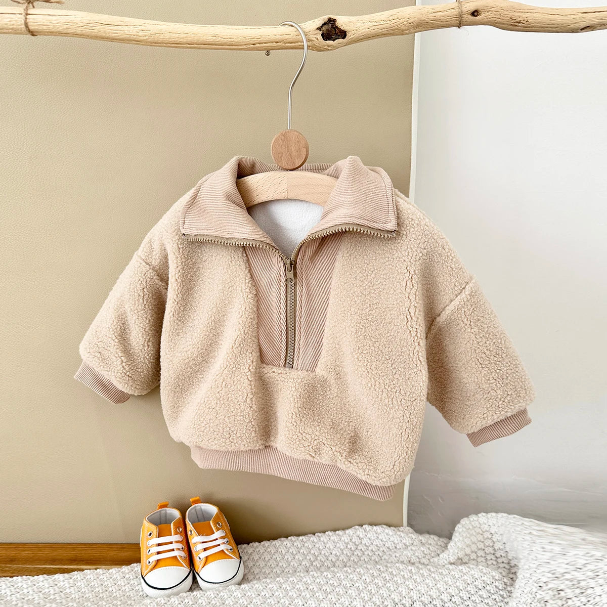 Toddler Sherpa Zip Jacket - Faux Lamb Fleece Winter Coat - photo 3