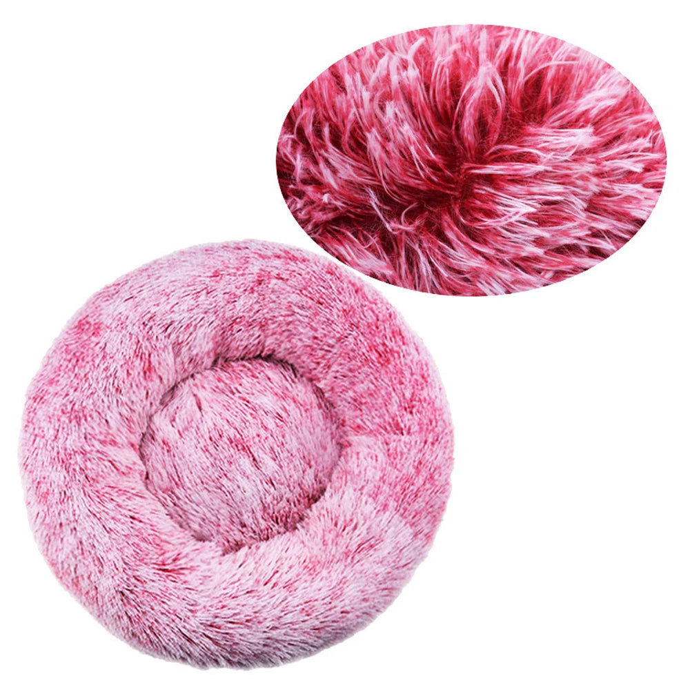 Round Plush Dog Bed - Warm Tie-Dye Nest Bed, 70-90cm - photo 22
