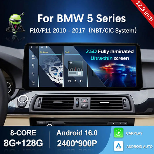 Car Stereo with Apple CarPlay & Android Auto, Compatible with BMW 5 Series F10 F11 (CIC/NBT)