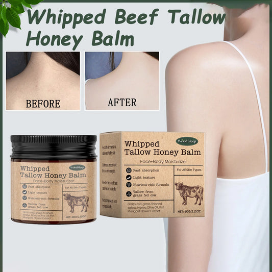Whipped Beef Tallow & Honey Balm - Fast-Absorbing Face & Body Moisturizer