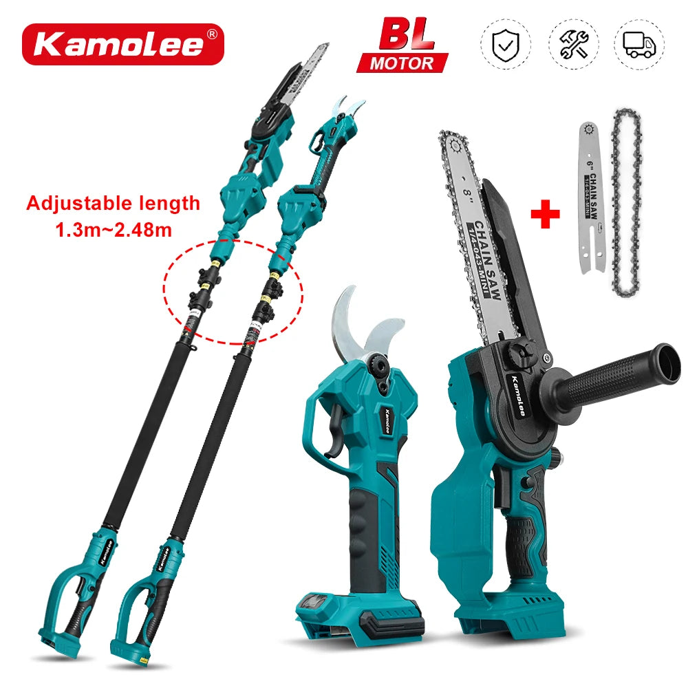 Kamolee 2.5 meter extension pole High branch saw suitable for electric scissors rechargeable chain saw 6-inch/8-inch hand saw