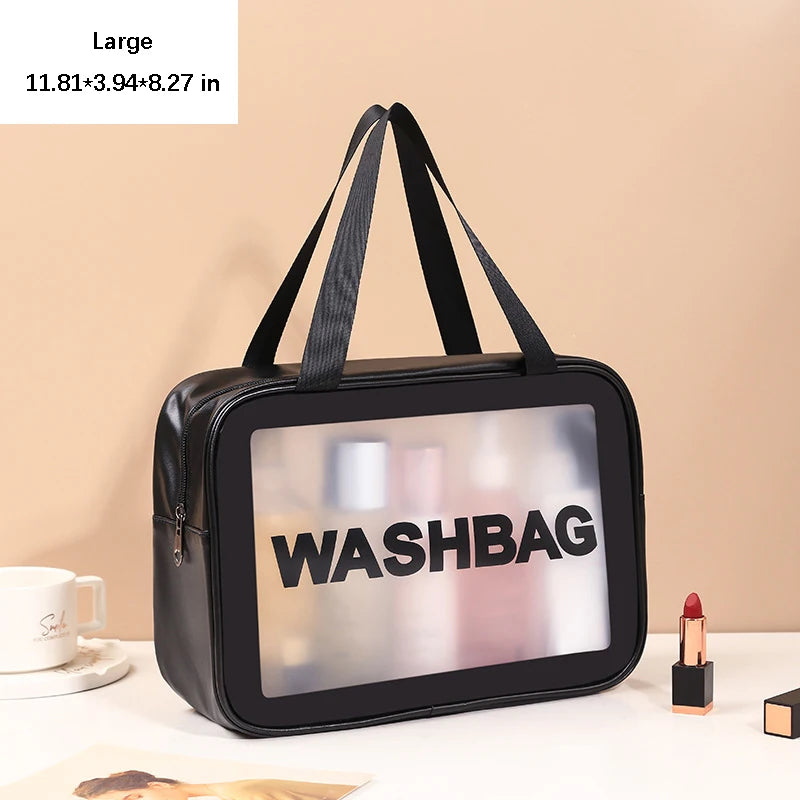 Portable Toiletry Bags with Handle, Translucent Waterproof travel Make up Bags for Women, Large Capacity Travel Cosmetic Bags