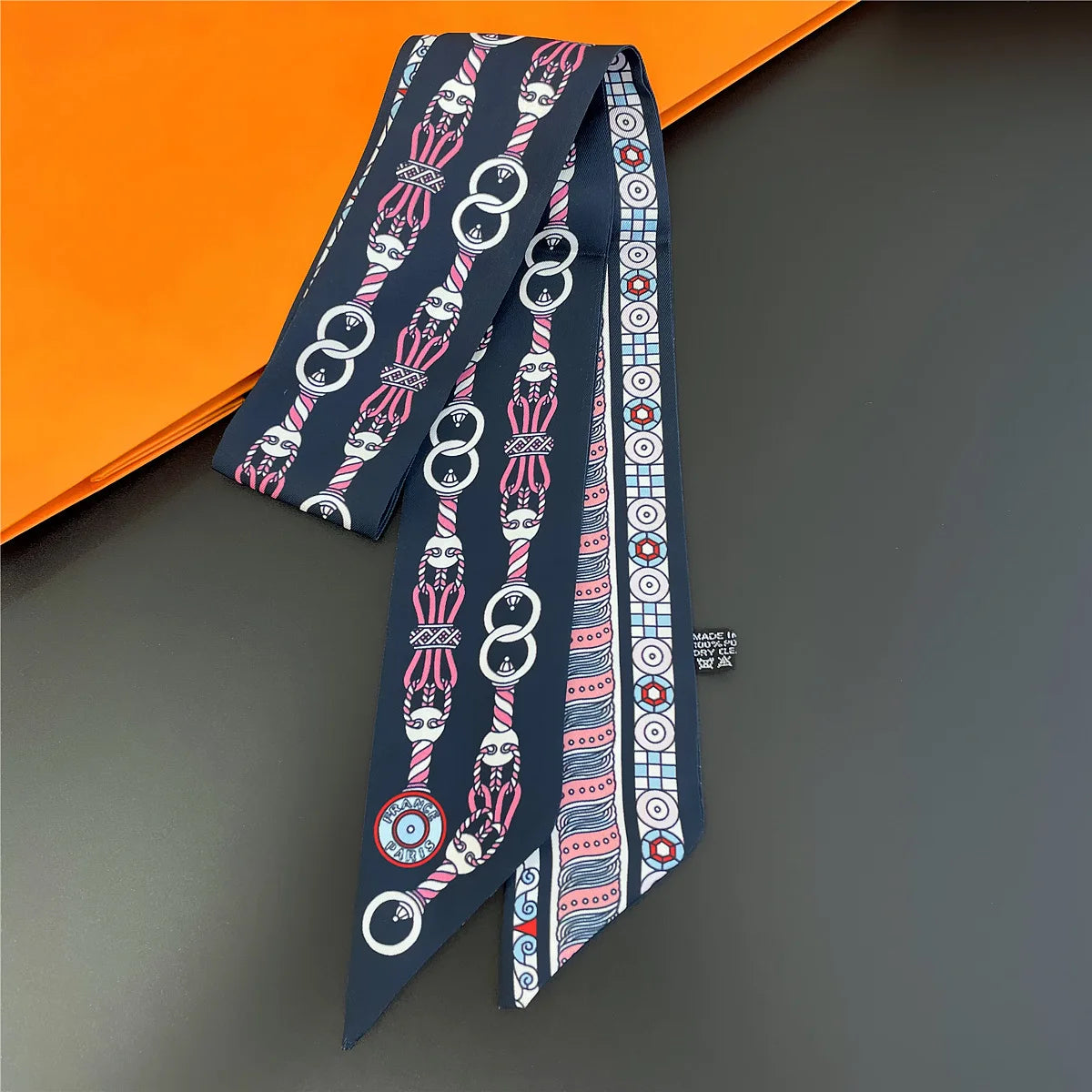 Women's Long Skinny Ribbon Scarf - Printed Hair Tie & Bag Band - photo 23