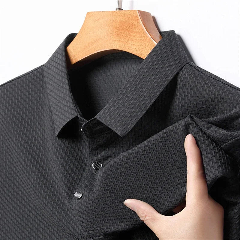 Men's Ice-Silk Polo - Wrinkle-Resistant Cool-Touch, Quick-Dry