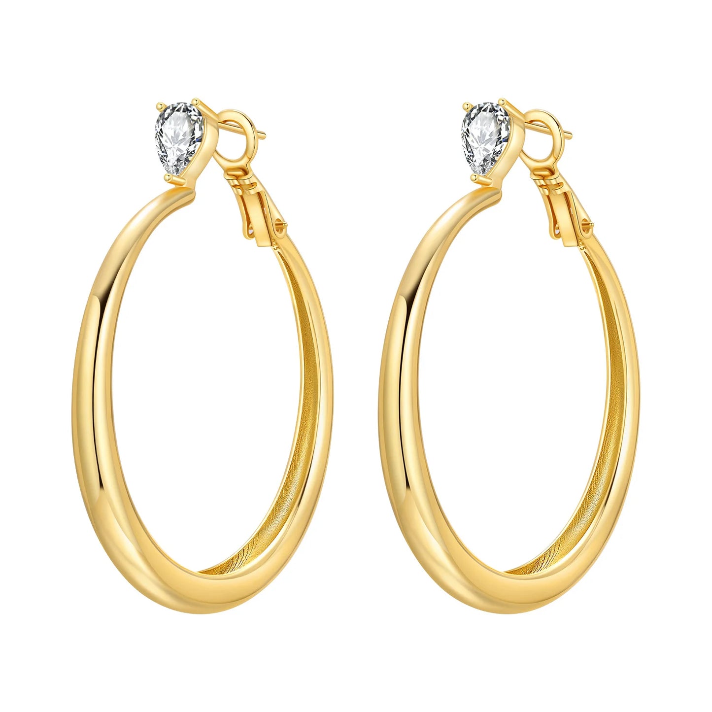 Original 2026 S925 Sterling Silver Zircon 18K Gold Lining Vintage Hoop Earrings for Women Birthday Party Wedding Gift Jewellery