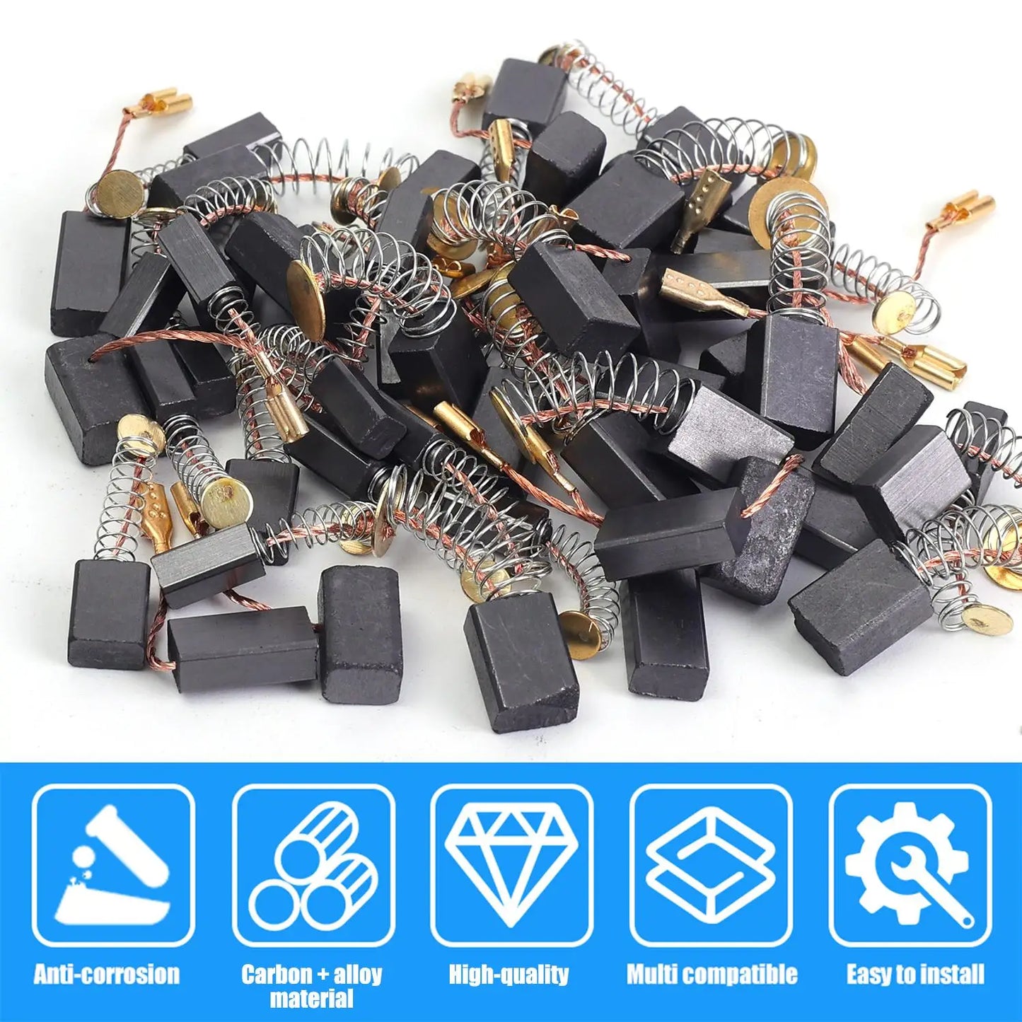 100/50x Carbon Brush Repair Kit Power Tool Electric Motor Replacement Parts Universal Adaptation  Carbon Brushes Mixed Set