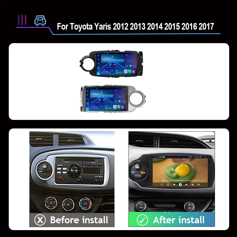 Car Stereo with Apple CarPlay & Android Auto, Compatible with Toyota Yaris (2012-2017)