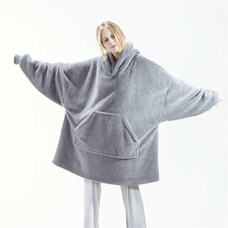 Women's Double Fleece Long Hoodie - Thick Hooded Pullover with Pocket - photo 5