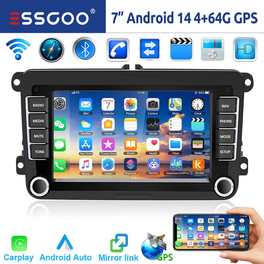 7" Car Stereo with Apple CarPlay & Android Auto, Compatible with VW Golf 5 6 Passat Polo Touran Tiguan