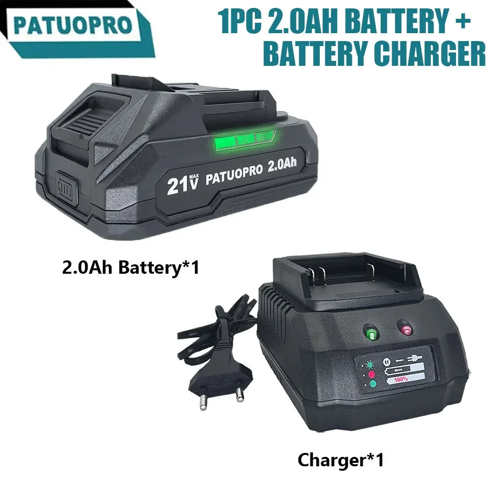 PATUOPRO 18-21V 2.0-6.0Ah Rechargeable Lithium Battery For Makita 18V Cordless Wrench Saw Drill Angle Grinder Blower Screwdriver