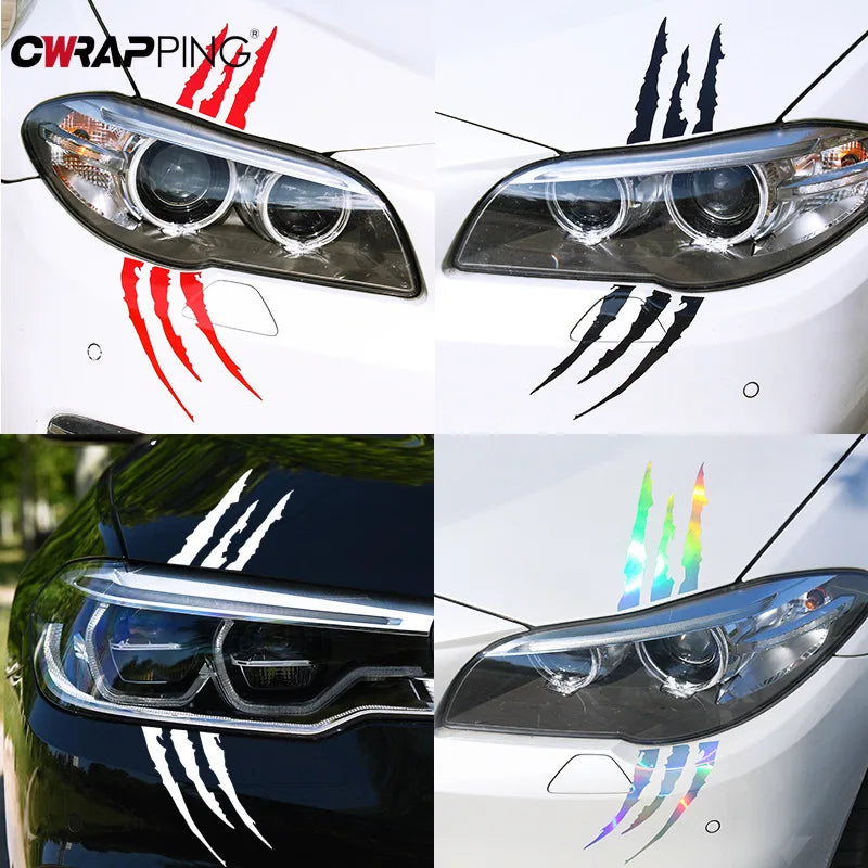 Wolf Claw Car Stickers Car Hood Vinyl Sticker Creative Headlight Decor Decal Monster Claw Scratches Vinyl Film Auto Decoration