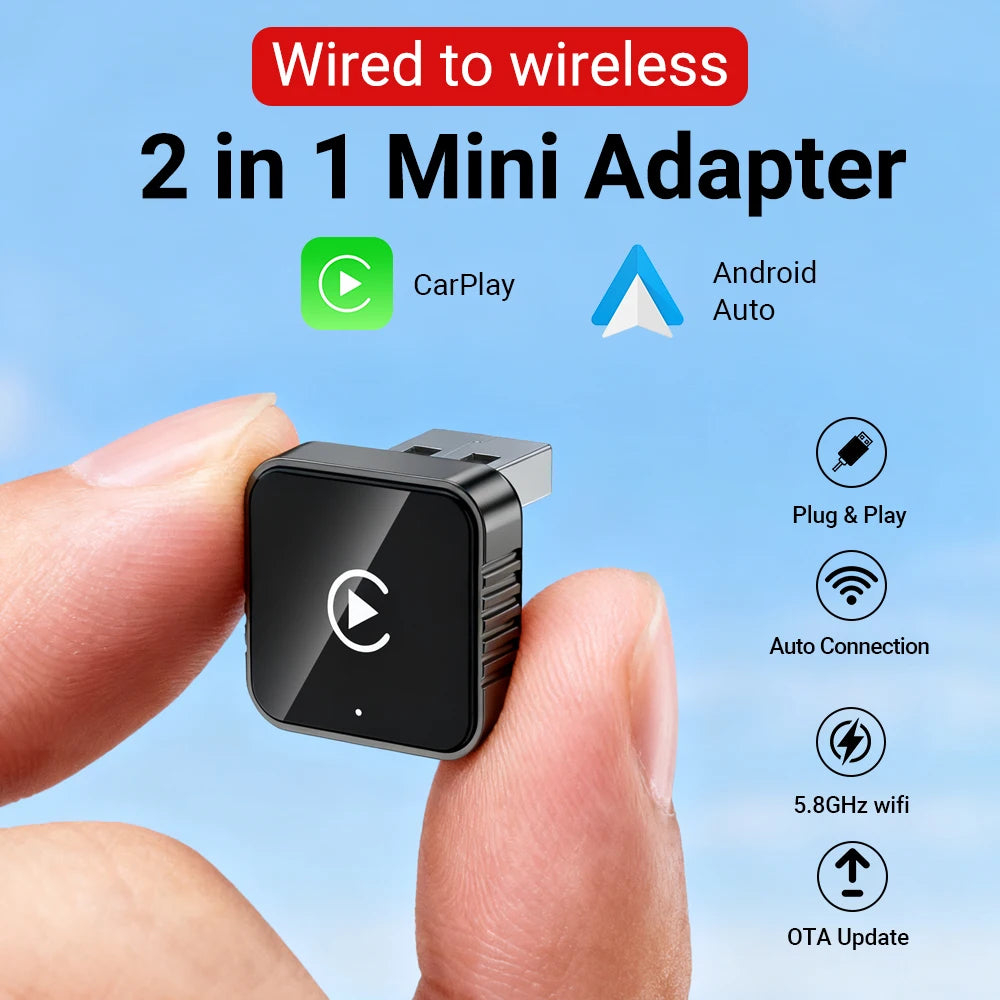 2-in-1 Wireless CarPlay & Android Auto Smart Box (5GHz)