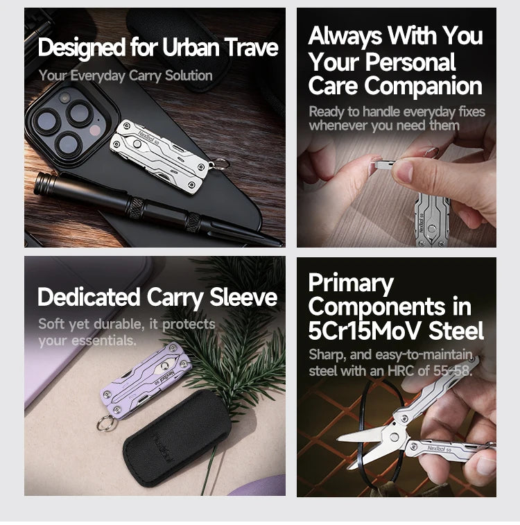 NexTool 8 In 1 Mini Sailor Scissors S0 Micro Keychain Multitool Screwdriver Portable Pocket Folding EDC Tool for Travel