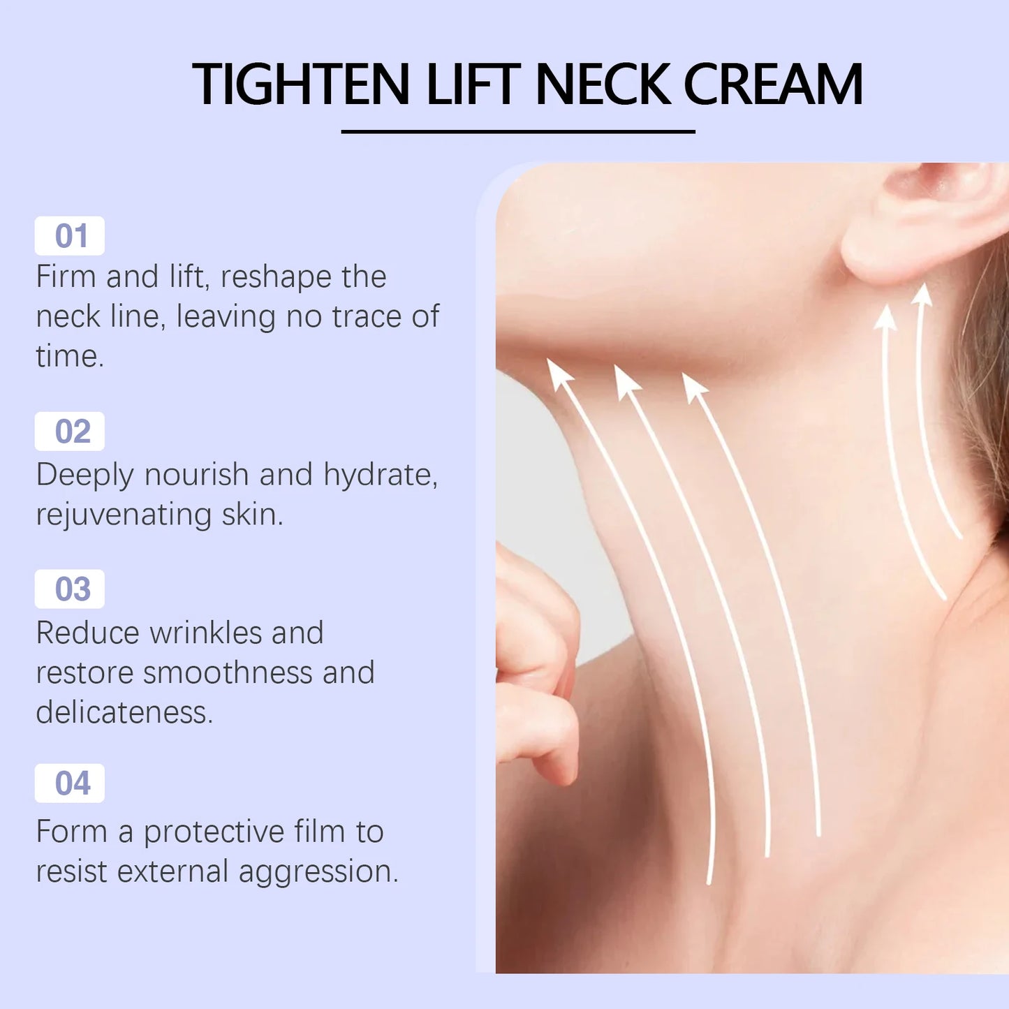 OUHOE Tighten Lift Neck Cream - Combat Wrinkles, Even Skin Tone, Moisturize, All Skin Types, Portable