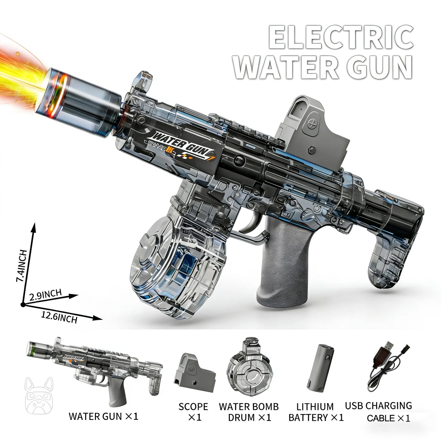 Electric Water Gun with Sensor Lights - Auto Summer Pool Toy