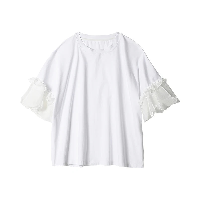 2025 imakokoni summer pure cotton casual loose fitting yarn design lantern sleeve top 255029+255030