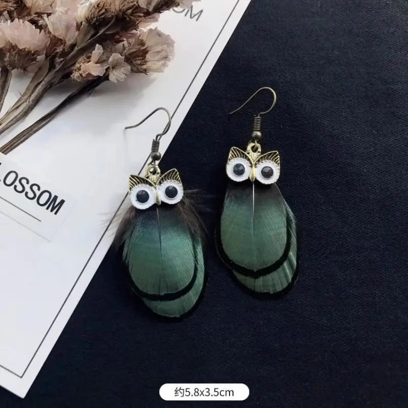 Unique Exaggerate Feather Earrings Creative Feathers Long Earrings Trendy Boho Big Earrings Jewelry Wholesale Custom Packaging