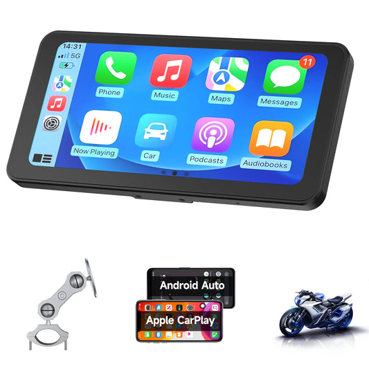 6.25" Portable Motorcycle Navigator with Wireless CarPlay & Android Auto