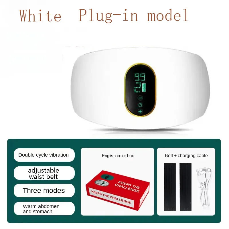 Vibration Abdomen Slimming Machine – EMS Fat Burning Waist & Belly Massage Fitness Device (White/Green)