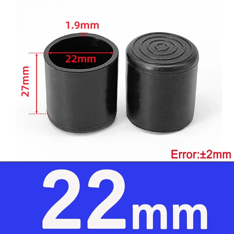 1-20Pcs Round Black PVC Soft Rubber Pipe Sleeve Tube Cap Table Chair Foot Pad Protective Cover 6 8 10 12 14 16 20 22 25 28-100mm