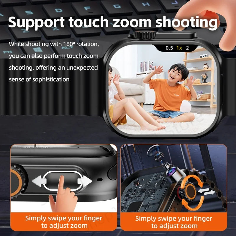 CD12 Smartwatch Upgrade Android 12.0 Smart Watch With 2.26inch Amoled Screen 180° Rotary Camera GPS WIFI Compass Sim Card Slot