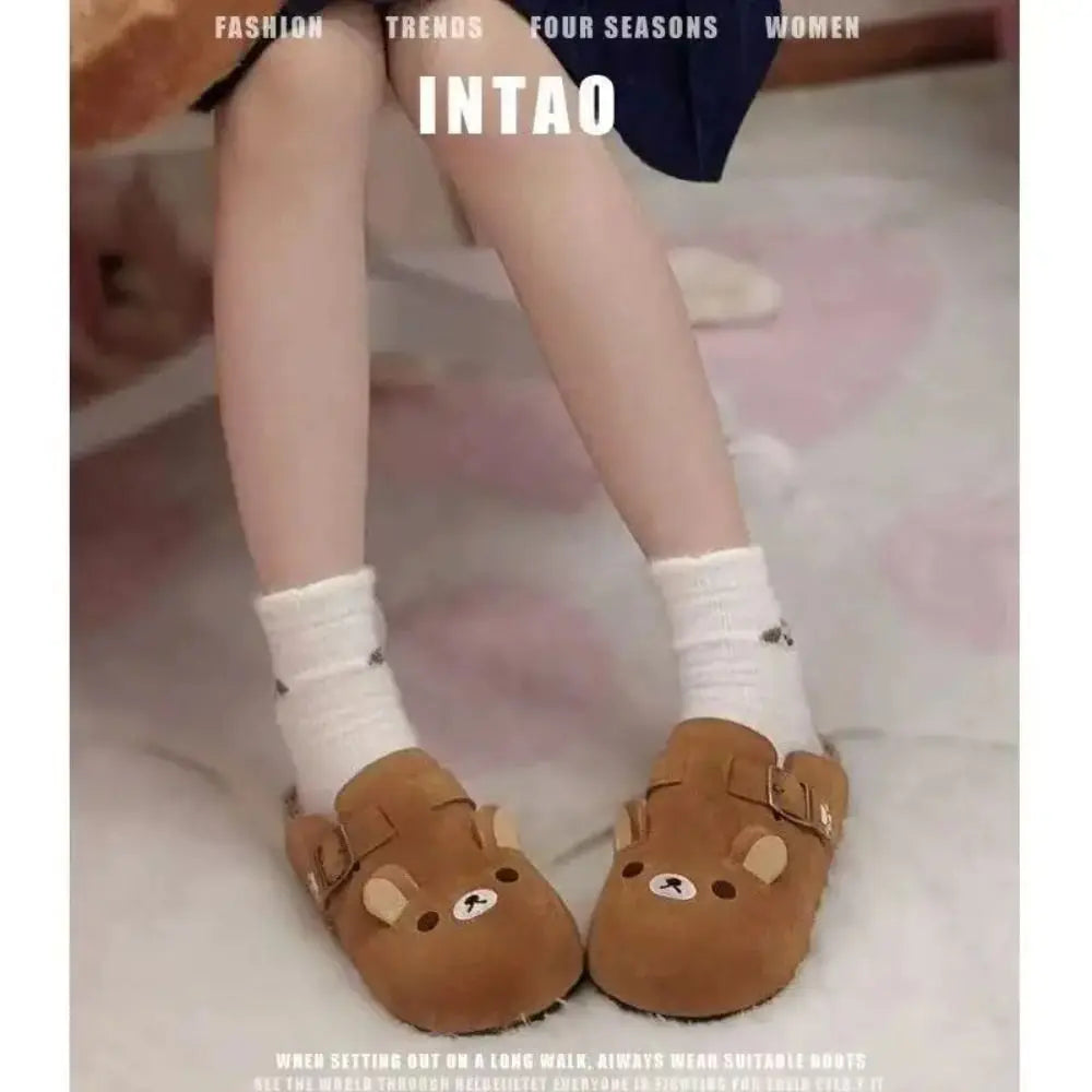 New Thick Bottom Rilakkuma Women's Shoes Cartoon Height Increase Anime Periphery Retro Cute Rilakkuma Slippers