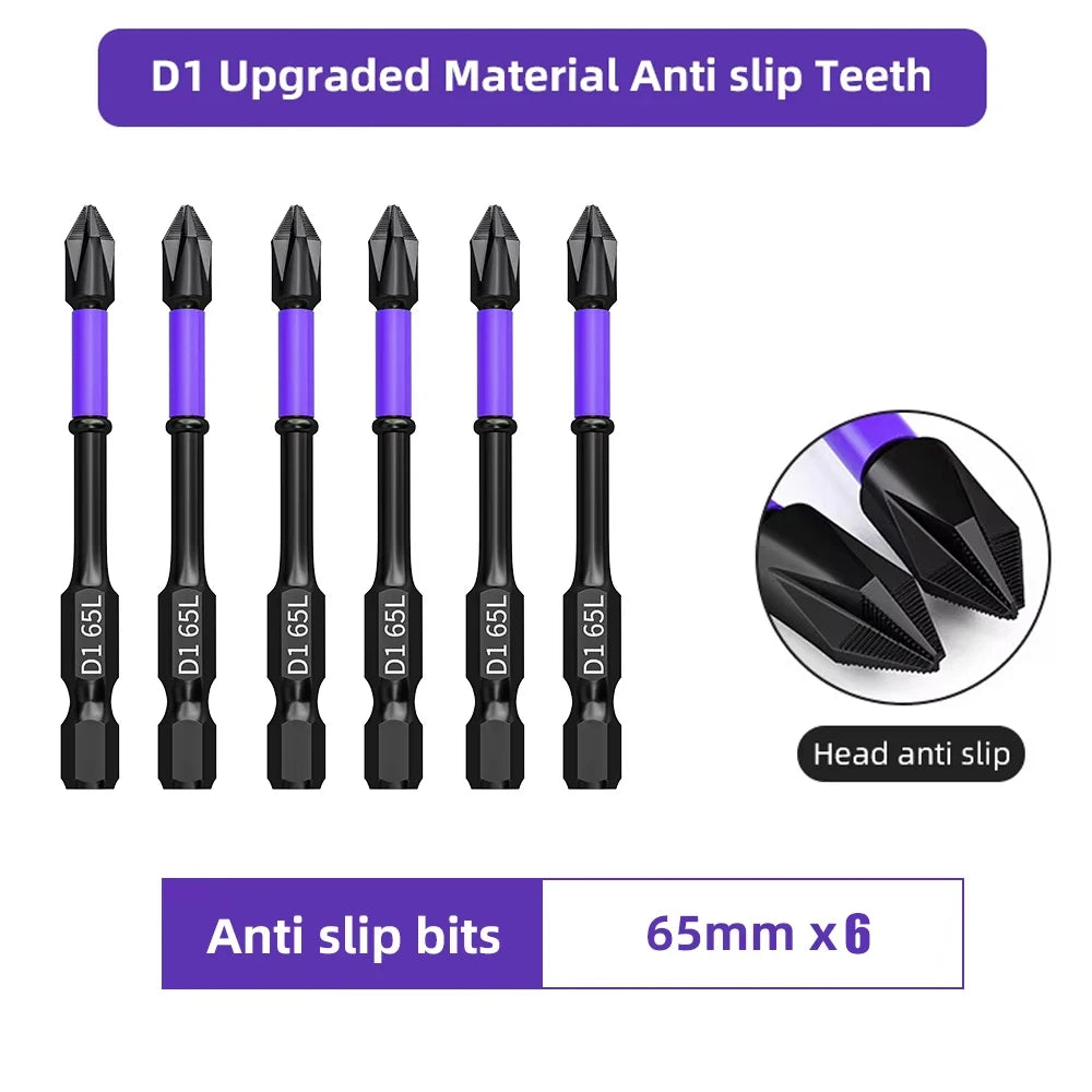 6PC Upgraded High Hardness And Strong Magnetic Bit 25/65/70/90/150mm Non-slip Cross High Hardness Electric Hand Drill Screw Set