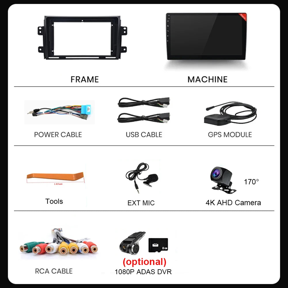 Android 16 Car Radio 4G+WIFI Carplay For Suzuki SX4 2006-2013 For Fiat Sedici 2005-2014 Car Multimedia GPS 2din autoradio