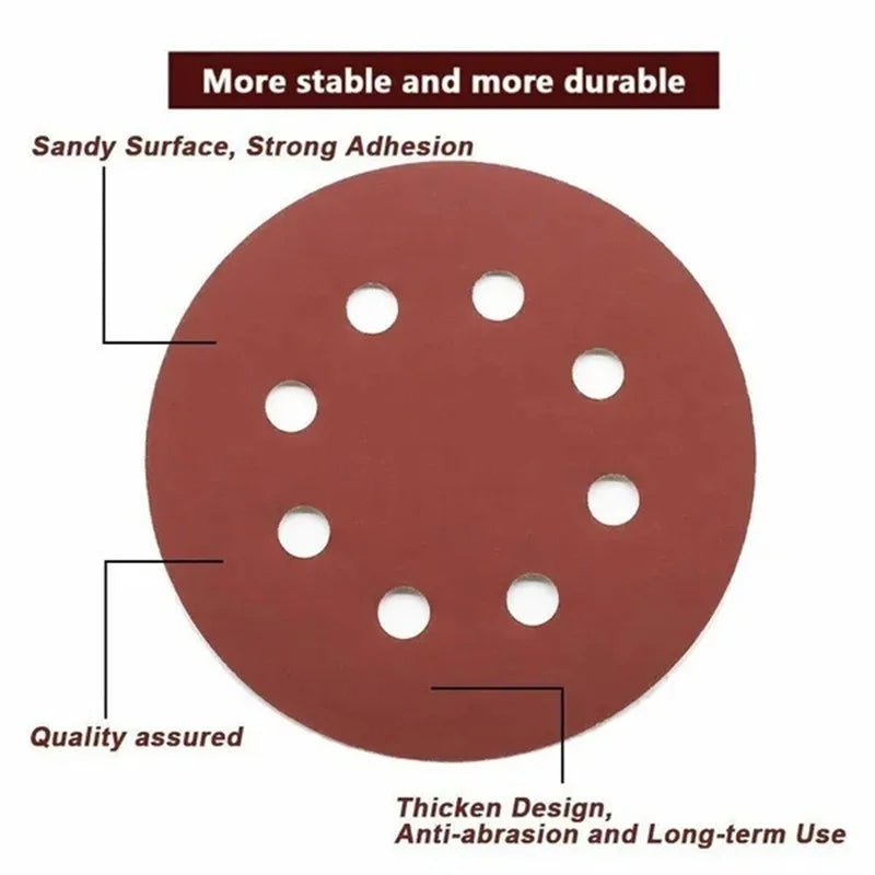 8Hole 125mm Sandpaper Woodworking Metal Grinding Disc Abrasive Polishing Tool 40/1000/2026 Grit Sanding Discs Dremel Accessories