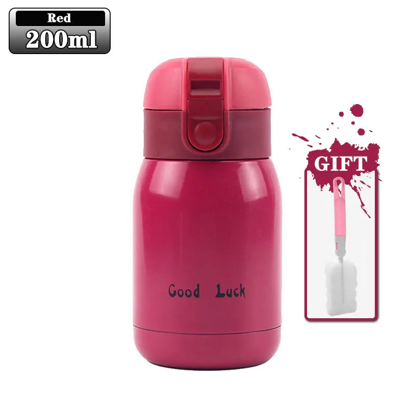Wholesale 200ML Flip Top Thermal Mug Stainless Steel One Touch Kids Thermos Bottle Flask With Button Lid