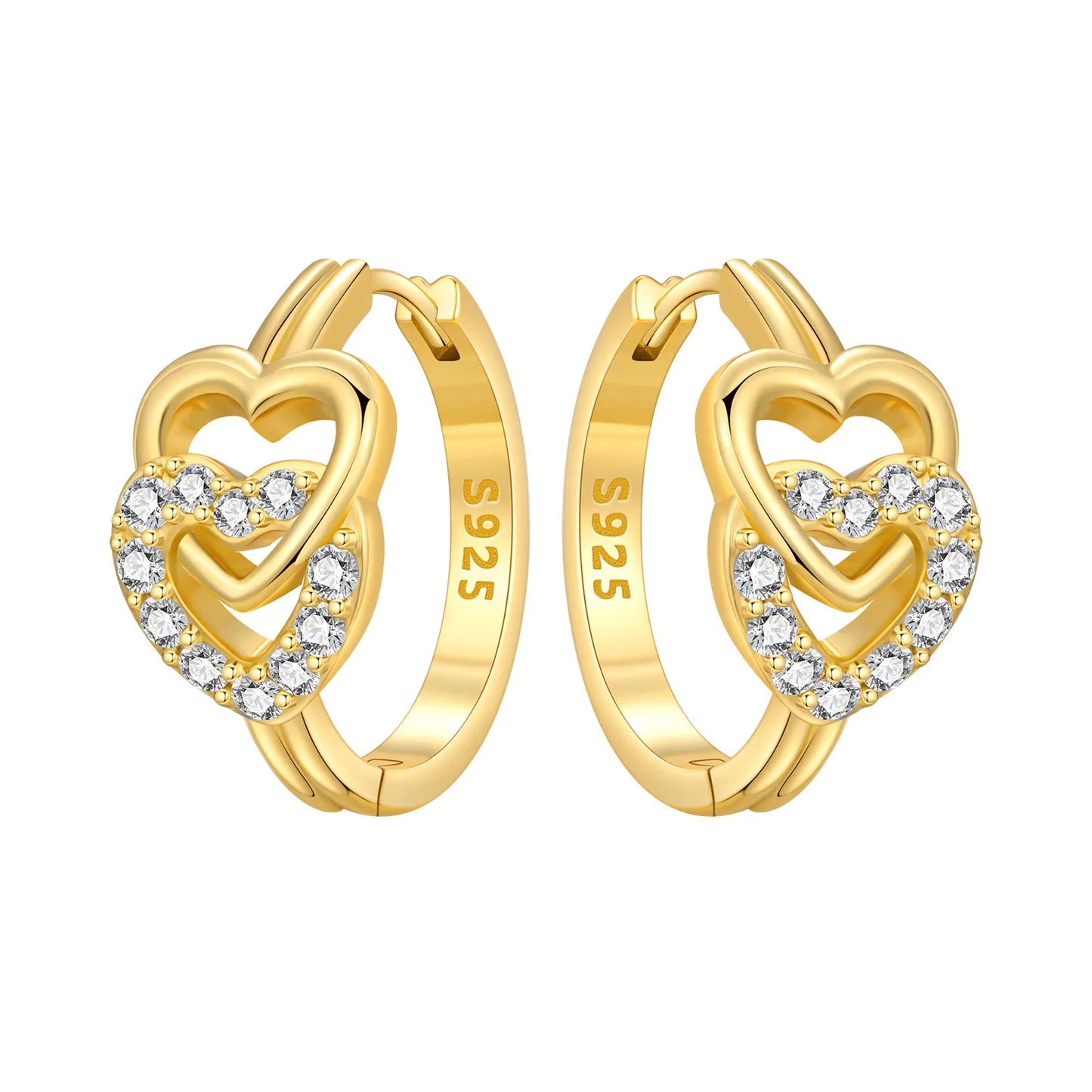 Original 2026 S925 Sterling Silver Zircon 18K Gold Lining Vintage Hoop Earrings for Women Birthday Party Wedding Gift Jewellery