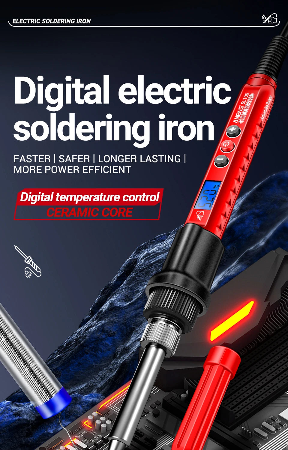 ANENG SL106 Electric Soldering Iron 110V/220V Adjustable Temperature Welding Solder US/EU Plug Professional Welding Tool