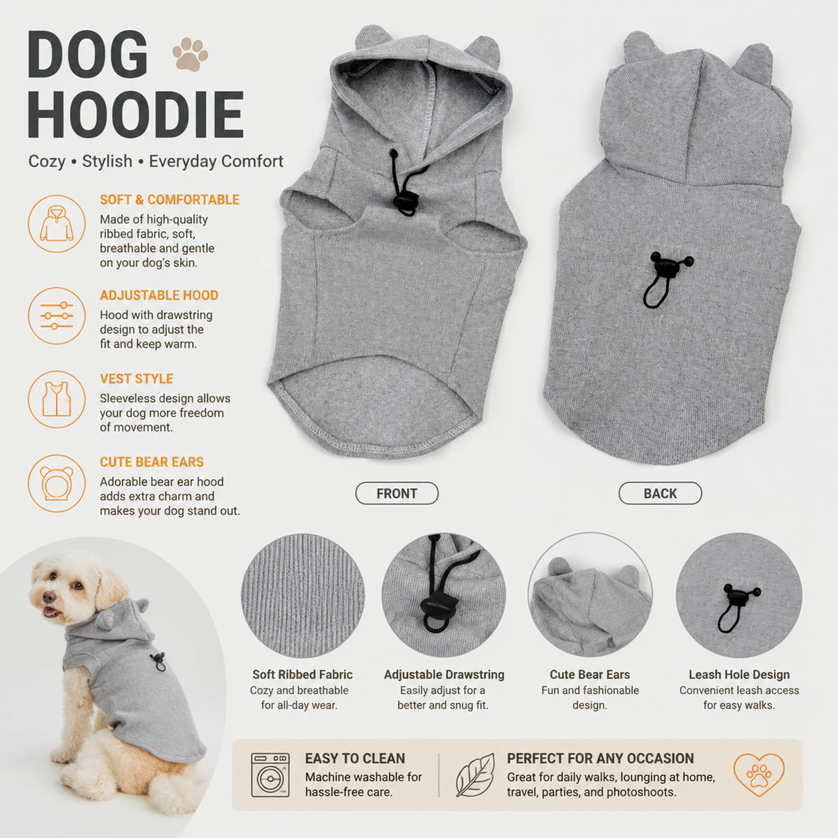 Two-Leg Pet Hoodie - Spring & Autumn Small Dog Apparel – photo 4