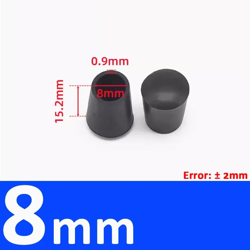 1-20Pcs Round Black PVC Soft Rubber Pipe Sleeve Tube Cap Table Chair Foot Pad Protective Cover 6 8 10 12 14 16 20 22 25 28-100mm