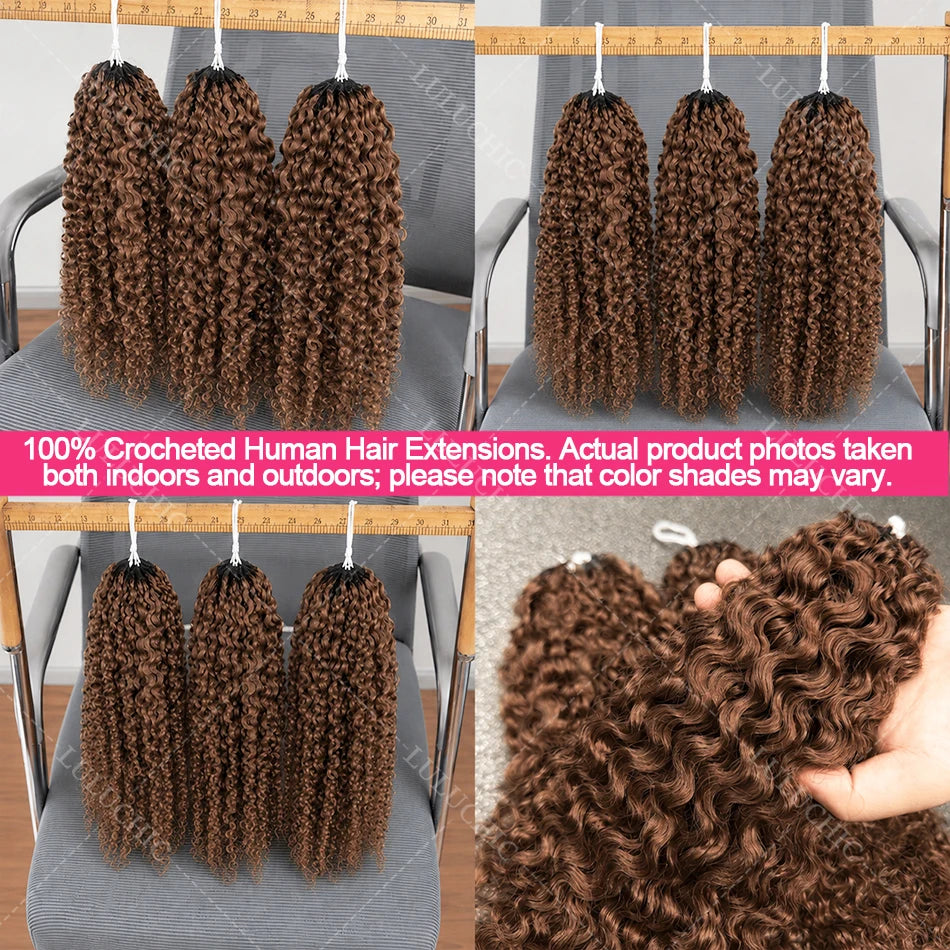 12A Dark Brown Feather Crochet Human Hair Extension For Braid Kinky Curly PreSeparated Knotless Small Spirals Curly Crochet Hair