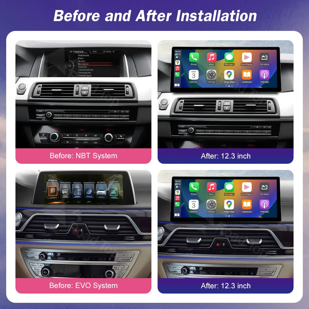 12.3Inch Ultra Thin Multimedia Touch Screen For BMW 5 Series F10 F11 CIC NBT EVO System Wireless Carplay Android Auto Car Radio