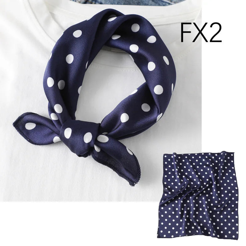 Women's Small Square Neckerchief - 50cm Retro Print Hair Scarf - photo 16