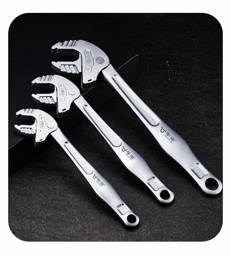 Self-Locking Spring Ratchet Wrench Heavy-Duty Industrial Crab Claw Wrench Adjustable Wide Jaw for Automotive Pipe Manufacturing