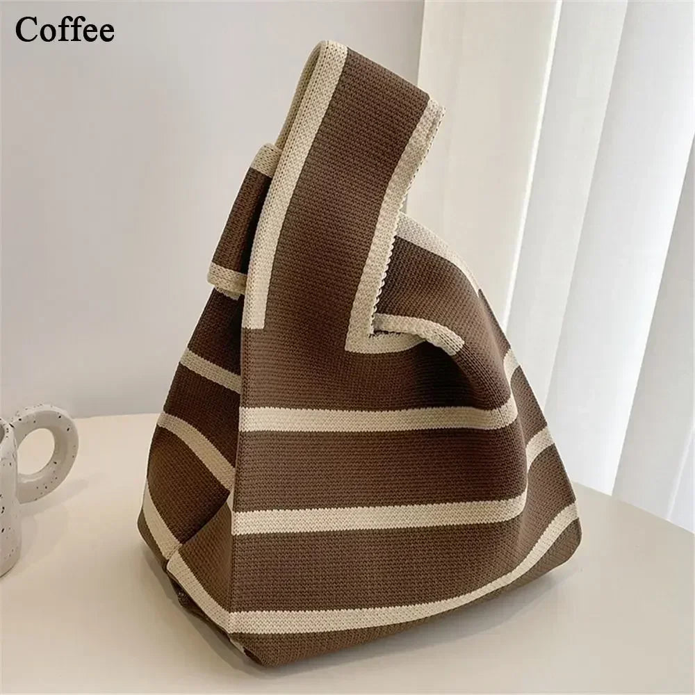 Cat Knit Handbag Fashion Knit Handmade Shopping Bags High-capacity Knot Wrist Bag Girls