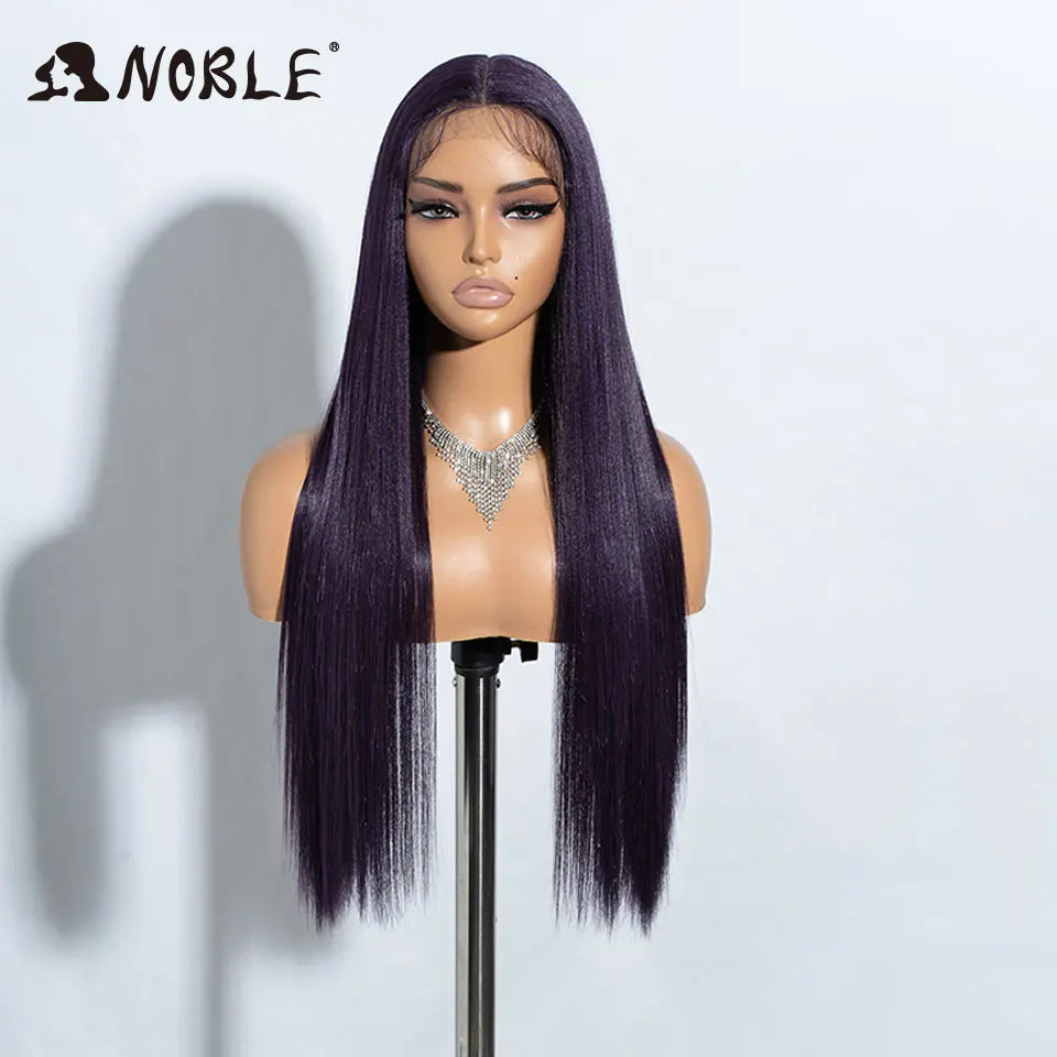 Noble Cosplay Long Straight Synthetic Lace Front Wigs For Women 30 Inch Middle Part Synthetic Lace Wig High Temperature Fiber