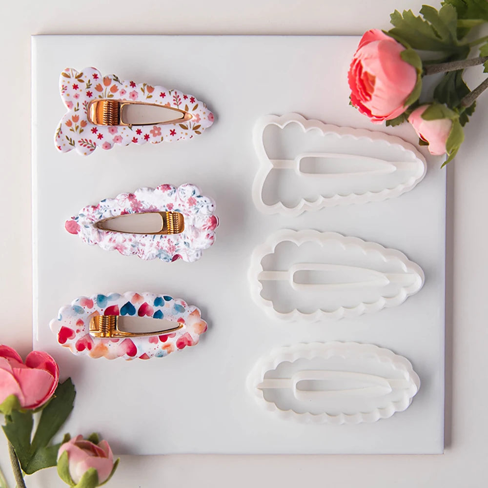 1PC Various Styles Geometric Shape Flower Tile Pattern Polymer Clay Mould Hairpin Embossing Clay Mold Jewelry Making Clay Tools