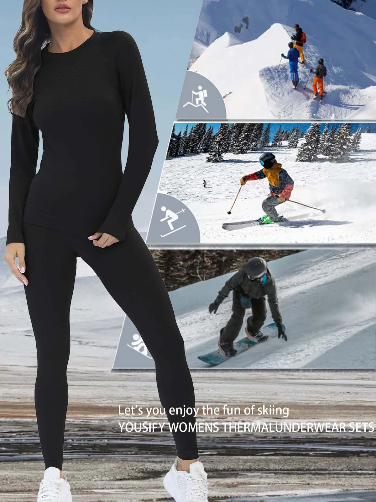 Women's Thermal Long Johns Set - Stretch Base Layer Top and Pants - photo 4