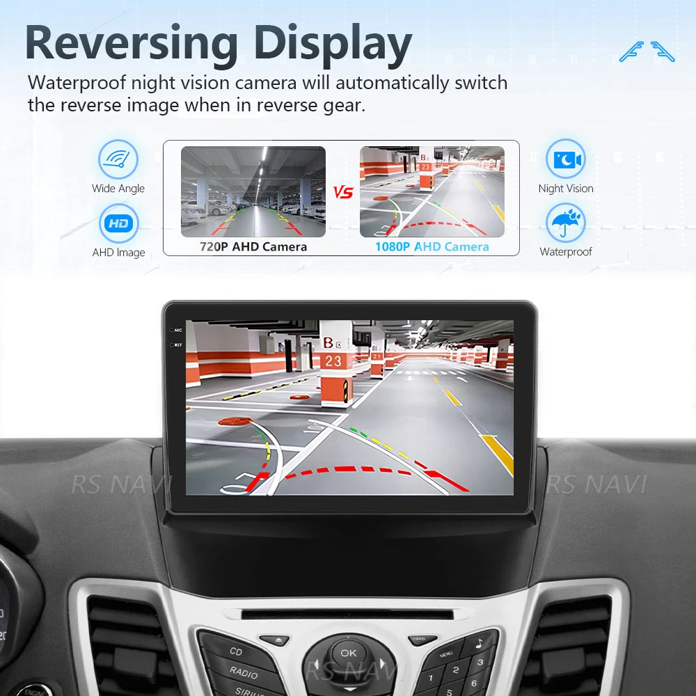 Plug and Play Android 16 Carplay Auto Qualcomm Screen Car Radio Player For Ford Fiesta 2011-2015 GPS DSP Stereo BT Navigation 4G