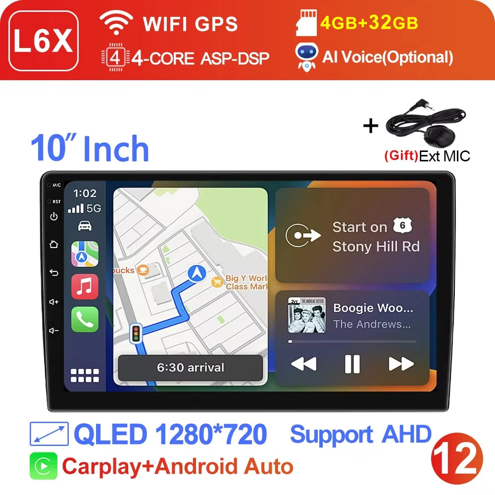 LEHX Wireless Carplay 2din Android 14 Car Radio Multimedia Video Player Universal 7/9/10 inch AutoRadio GPS Navigation 4G WiFi
